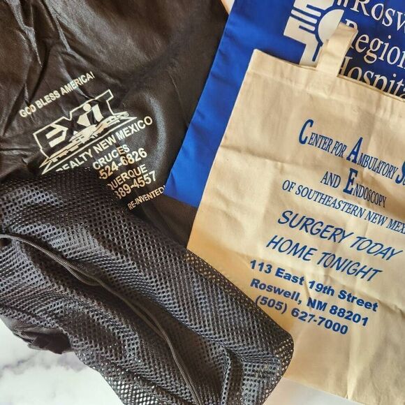 5 totes black mesh backpack drawstring gym travel grocery bag bundle - Picture 2 of 6